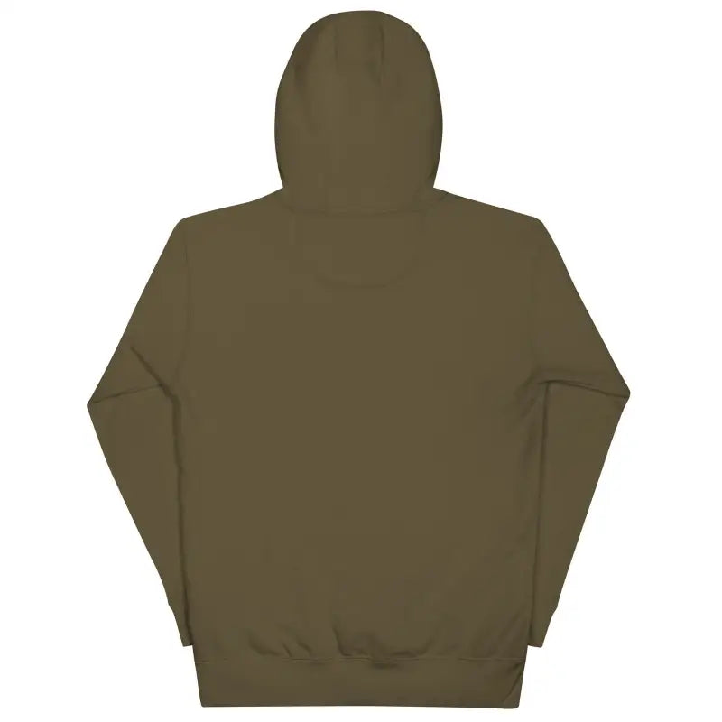 Olive green hooded sweatshirt back view from Enchanted Treat Smiles Unisex Hoodie