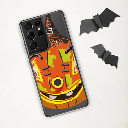 Samsung Galaxy S21 Ultra with Enchanting Pumpkin Witch Clear Case design