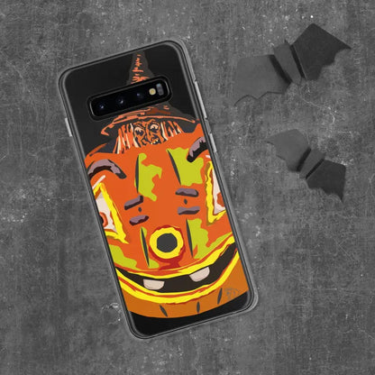 Samsung phone featuring Enchanting Pumpkin Witch Clear Case for Halloween festivities