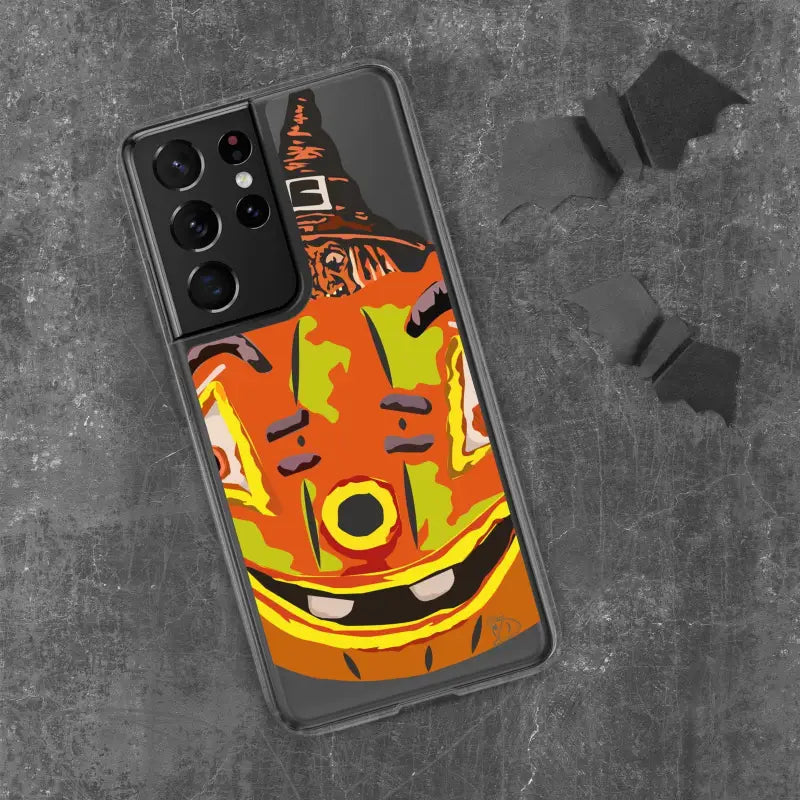 Halloween-themed Enchanting Pumpkin Witch Clear Case for Samsung Galaxy with jack-o’-lantern design