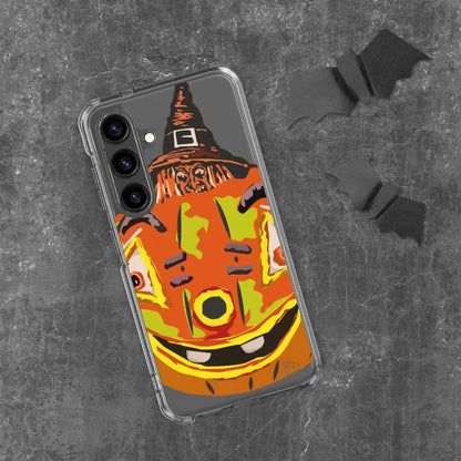 Clear Pumpkin Witch Clear Case for Samsung Galaxy featuring a Halloween-themed design