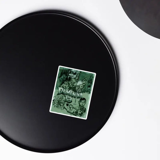 Black vinyl record featuring a green-tinted photo, showcasing Retro Horror Magnets