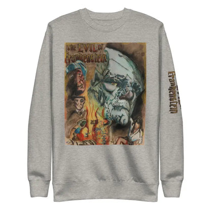 Premium sweatshirt featuring Evil of Frankenstein vintage horror artwork for stylish streetwear