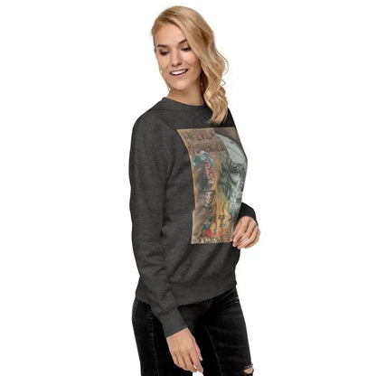 Dark gray premium sweatshirt featuring Evil of Frankenstein graphic for stylish streetwear