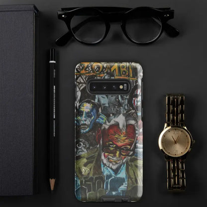 Phone case featuring vibrant graffiti art inspired by Zombie Cinema for ultimate protection