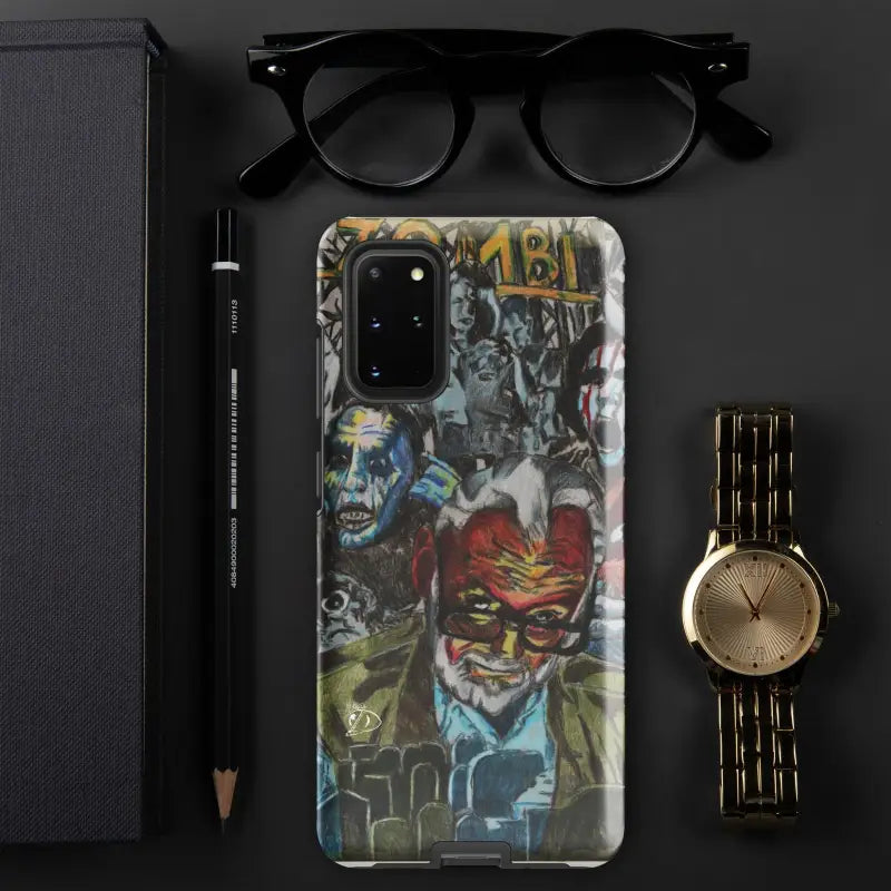 Eternal Vigilance Tough Phone Case features graffiti-style artwork inspired by Zombie Cinema