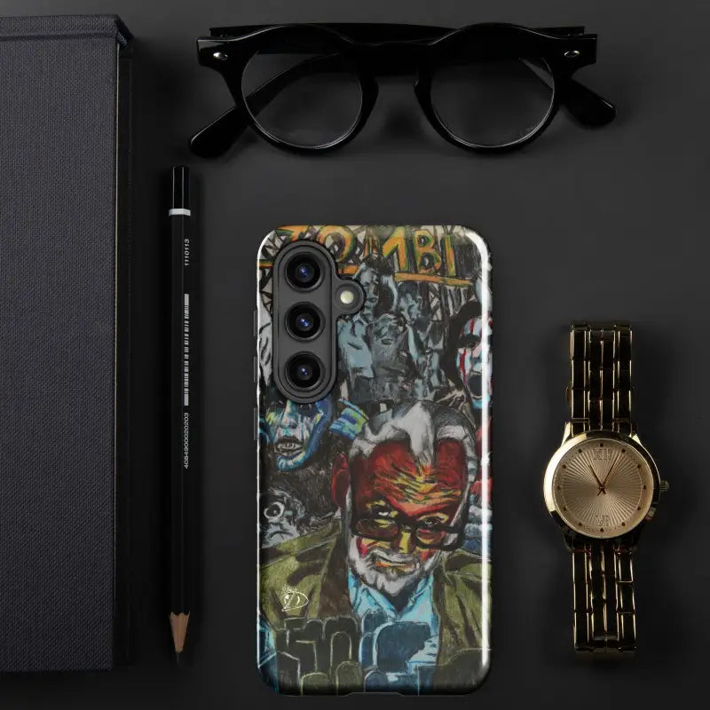 Phone case featuring comic book-style zombie artwork for Zombie Cinema enthusiasts