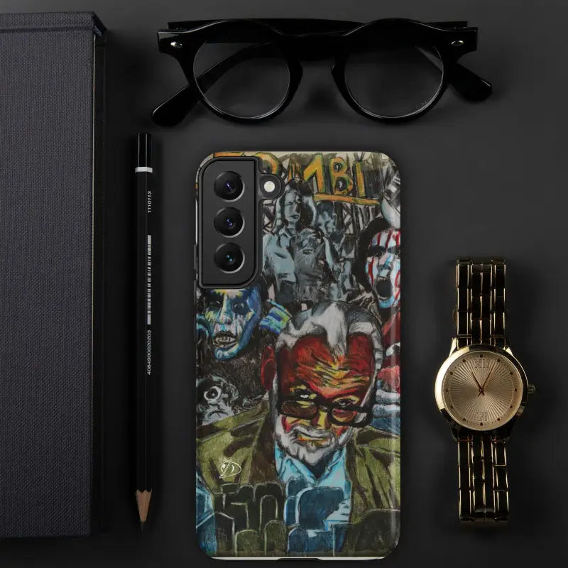 Eternal Vigilance Tough Phone Case with colorful comic book superhero and villain design