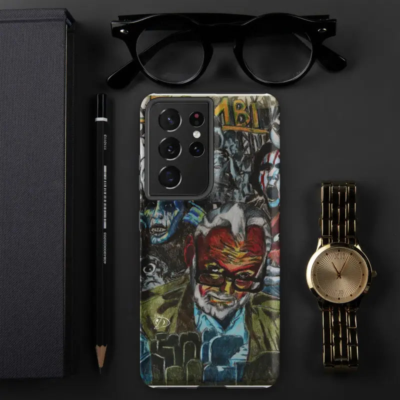 Samsung Galaxy S21 Ultra tough phone case featuring colorful comic book zombie cinema artwork