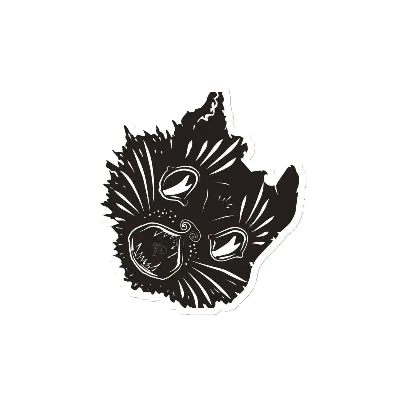 Black and white illustration of a kitty head for Ethereal Charm Kitty Head Magnet