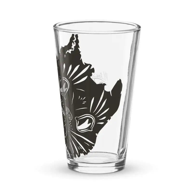 Clear pint glass featuring a black bird silhouette design for Halloween by Ah Kitty