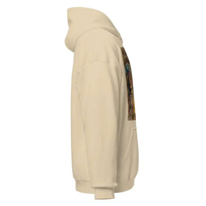 Beige hoodie with side panel detail, inspired by the horror classic Frankenstein