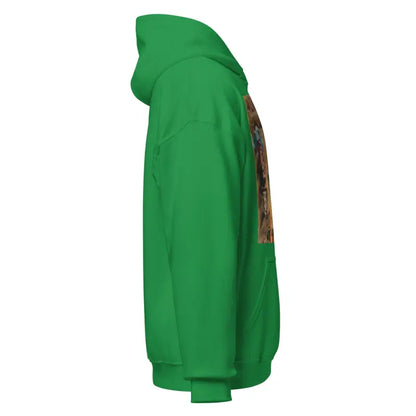 Bright green hoodie featuring a side view of the sleeve, inspired by Frankenstein horror classic