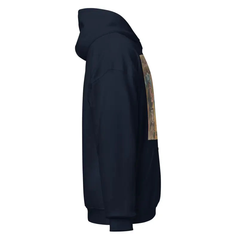 Navy blue Evil of Frankenstein hoodie with side panel detail, perfect for horror classic fans