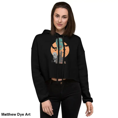 Black cropped hoodie from Fangs & Fashion, meticulously crafted for gothic souls and vampire fans