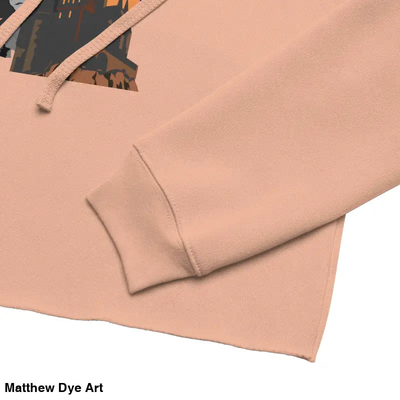 Peach-colored cropped hoodie from Fangs & Fashion, meticulously crafted for gothic souls