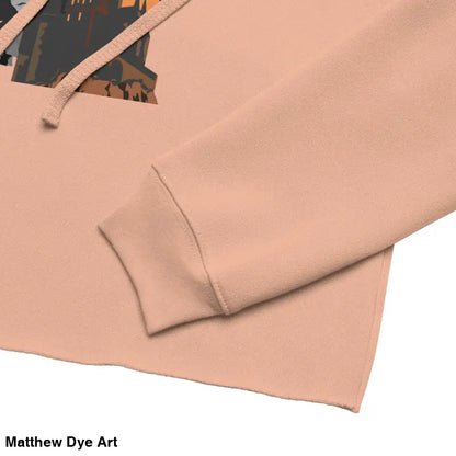 Peach-colored cropped hoodie from Fangs & Fashion, meticulously crafted for gothic souls