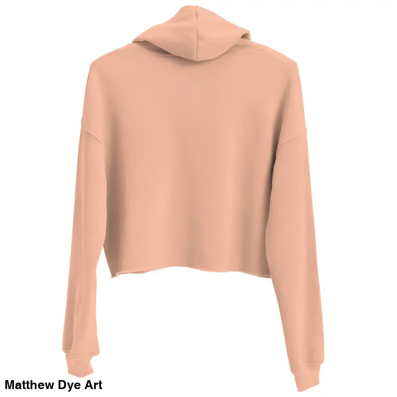 Peach-colored cropped hoodie from Fangs & Fashion featuring Matthew Dye art for gothic souls