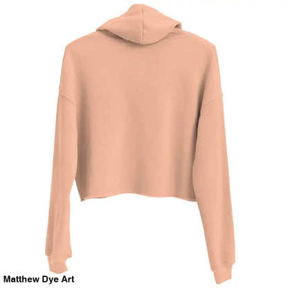 Peach-colored cropped hoodie from Fangs & Fashion featuring Matthew Dye art for gothic souls