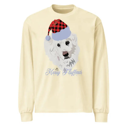 Long sleeve shirt featuring festive dog art in Santa hat, ideal gift for pet lovers