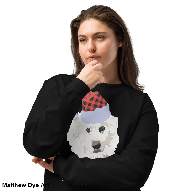 Black long sleeve shirt featuring a dog graphic, perfect art gift for the holidays