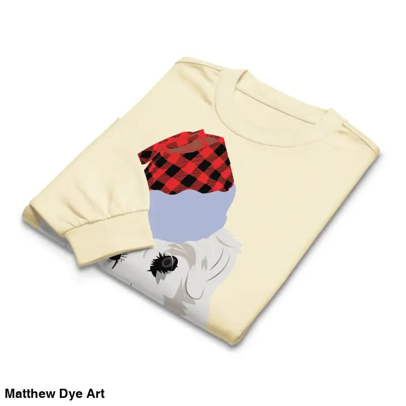 Folded long sleeve shirt featuring dog graphic art, ideal gift for pet lovers