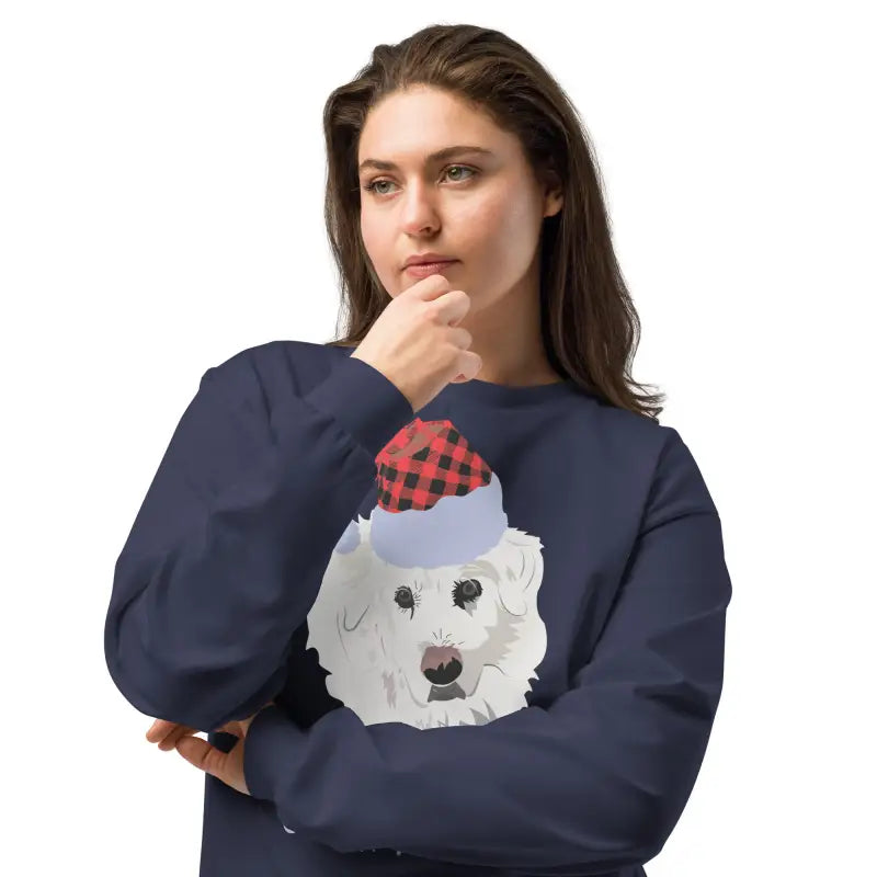 Navy blue long sleeve shirt featuring dog graphic, perfect gift for holiday enthusiasts