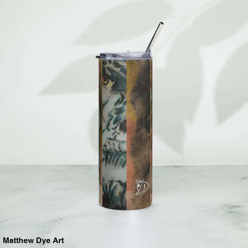 Eerie Frankenstein Horror Stainless Steel Tumbler featuring vintage monster art and straw