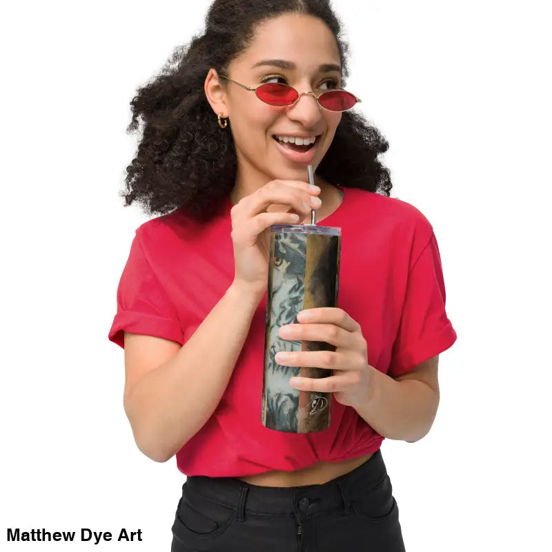 Eerie design of Frankenstein Horror Stainless Steel Tumbler showcasing vintage monster art