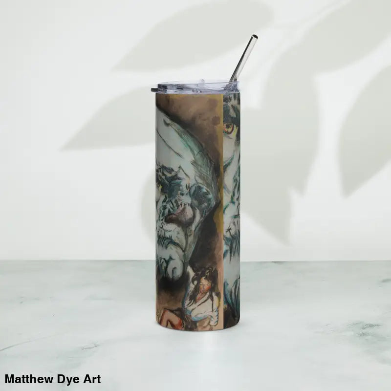Eerie Frankenstein Horror Stainless Steel Tumbler with Straw and Vintage Monster Art