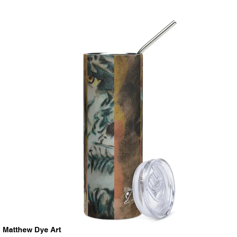 Eerie Patterned Tumbler with Straw and Lid featuring Vintage Monster Art of Frankenstein