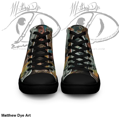 High-top sneakers featuring a colorful abstract design from Vintage Horror High tops