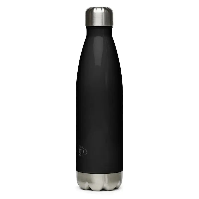 Matte black stainless steel water bottle with silver cap, ideal for autumn elegance