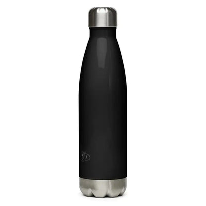 Matte black stainless steel water bottle with silver cap, ideal for autumn elegance