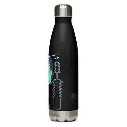 Black stainless steel water bottle showcasing decorative graphics for autumn elegance