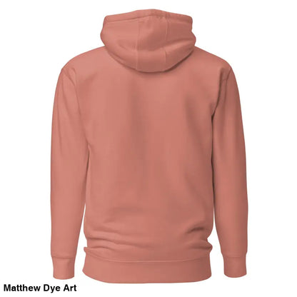 Salmon-colored hooded sweatshirt featuring Gothic Horror Art as a delightful tribute to Frankenstein’s Monster