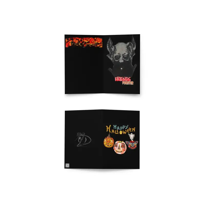 Two black Sinister Halloween greeting cards with spooky designs for deepest sentiments