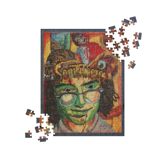 Partially completed exquisite high-quality jigsaw puzzle adorned with visionary artistry