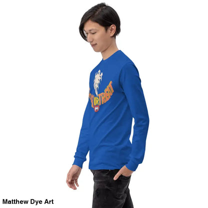 Blue long-sleeved shirt from Ghostly Grin offers spooktacular comfort for Halloween fun