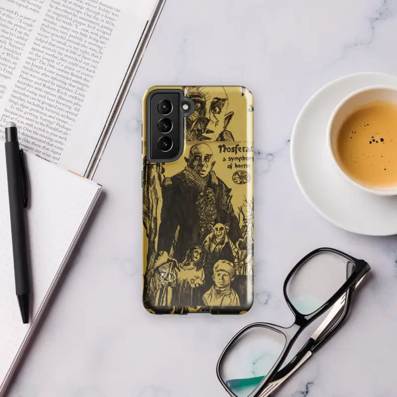 Yellow Nosferatu Tough Phone Case featuring artistic designs for Samsung Galaxy protection