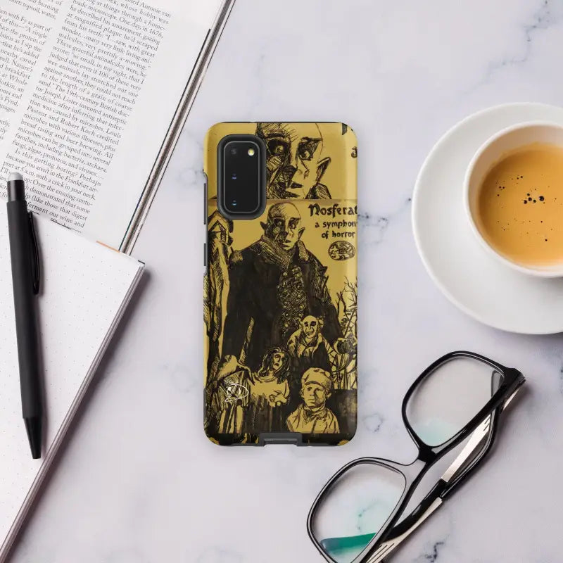 Yellow Nosferatu Tough Phone Case for Samsung Galaxy featuring gothic monster artwork