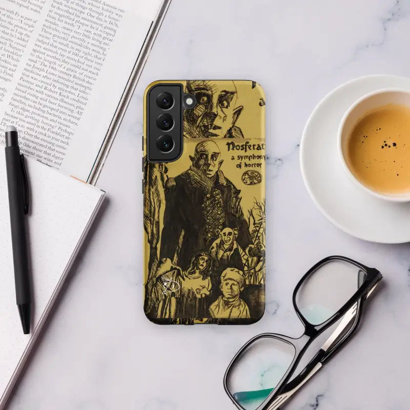 Samsung Galaxy Case featuring Vintage Nosferatu Artwork in Yellow and Black Design