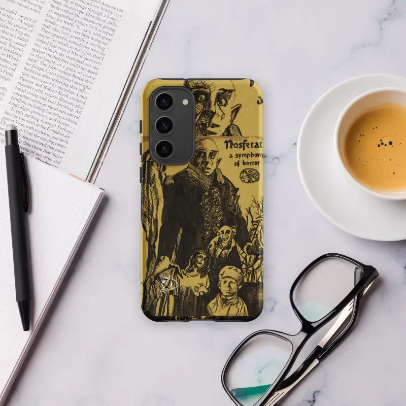 Yellow and black Nosferatu Tough Phone Case featuring vintage illustration for Samsung Galaxy