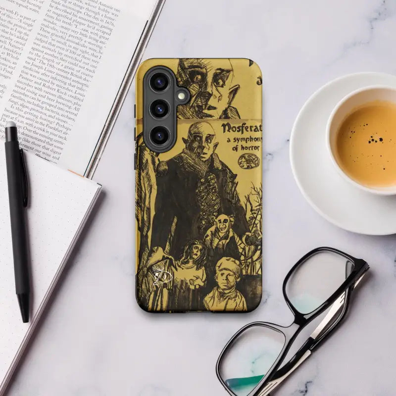 Yellow Nosferatu Tough Phone Case with vintage gothic artwork for Samsung Galaxy