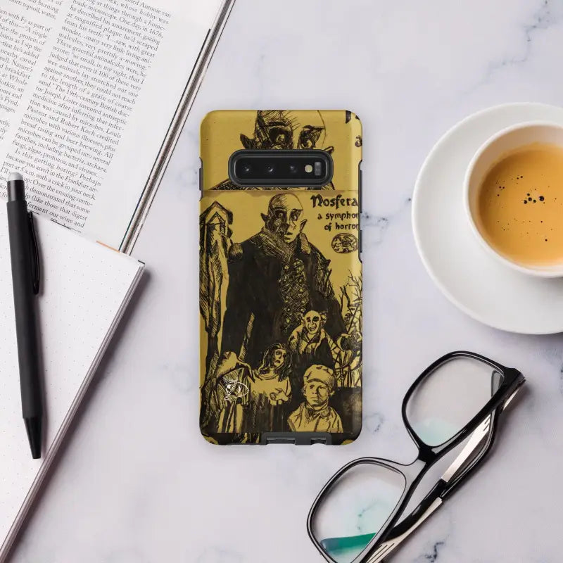 Yellow Nosferatu Tough Phone Case with vintage gothic artwork for Samsung Galaxy