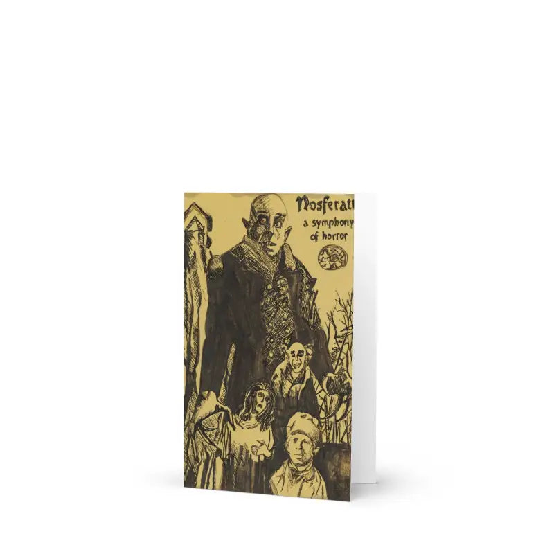 Gothic horror sepia-tone artwork of Nosferatu for a Spooky Nosferatu greeting card