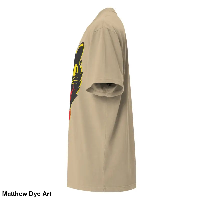 Khaki oversized faded t-shirt featuring a vintage cat graphic for Halloween