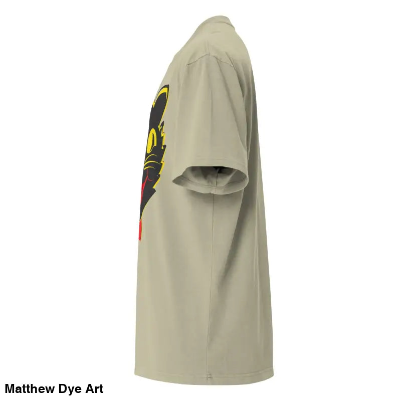 Khaki vintage cat oversized t-shirt featuring a cartoon cat graphic for Halloween