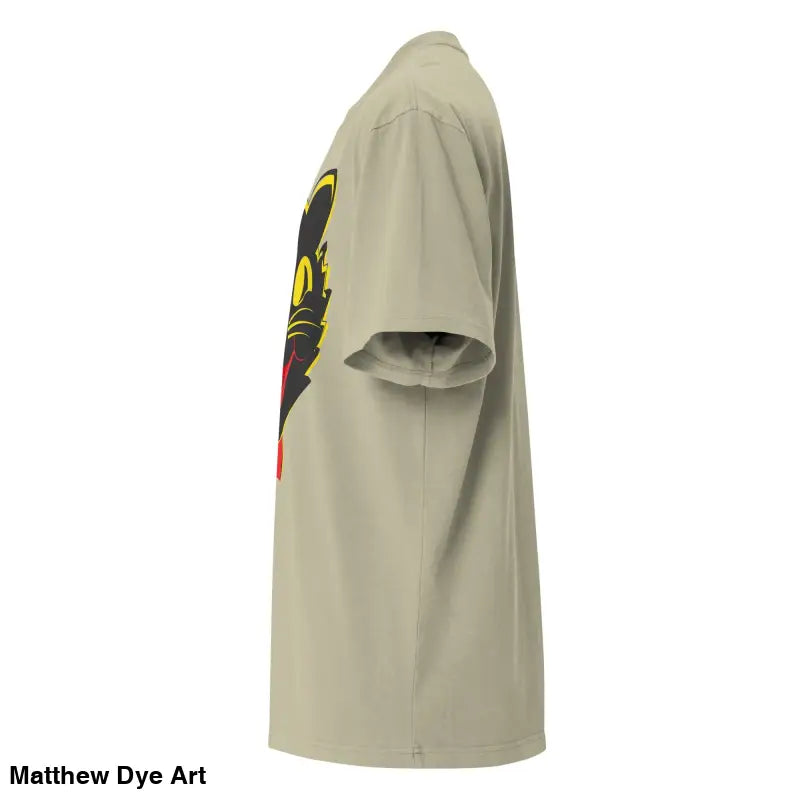 Khaki vintage cat oversized t-shirt featuring a cartoon cat graphic for Halloween