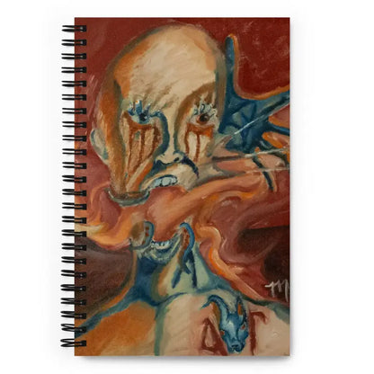 Spiral-bound notebook by Matthew Dye featuring abstract expressionist art in haunting allure